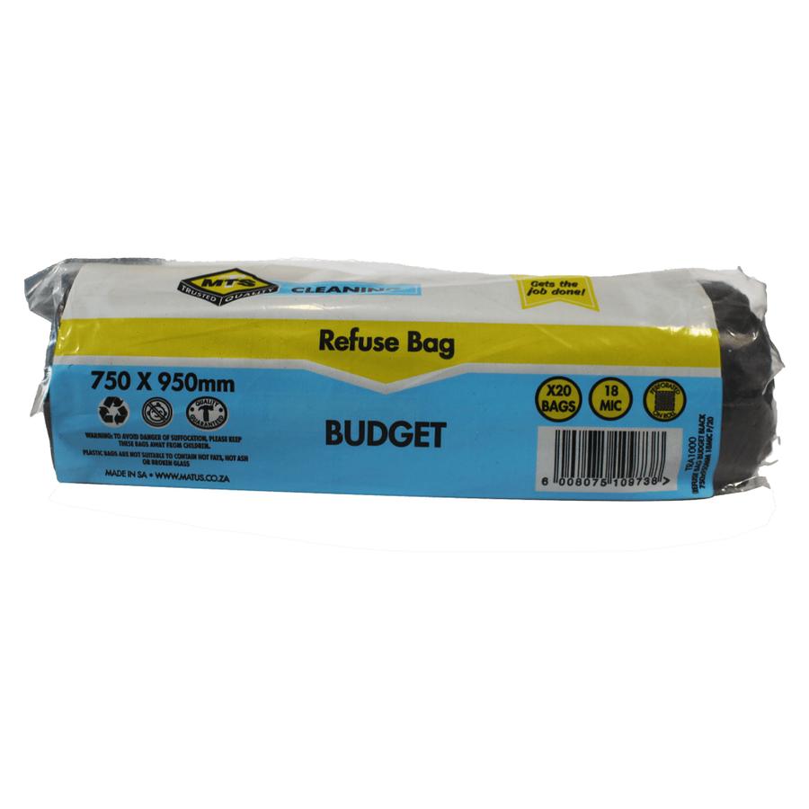 Refuse Bag Mts Heavy Duty Black 95X75 20Piece 28Mic