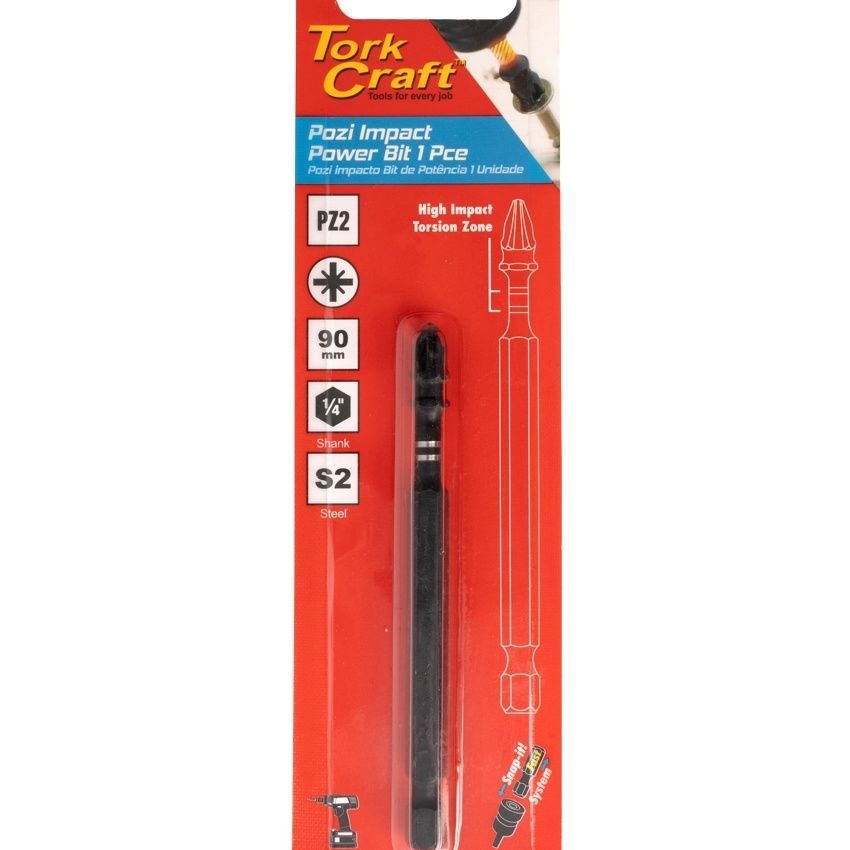 Tork Craft Impact Pz2 X 90Mm Power Bit 1Pc Carded
