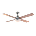 Ceiling Fan - 4 Blades - Satin Chrome - Natural Wood