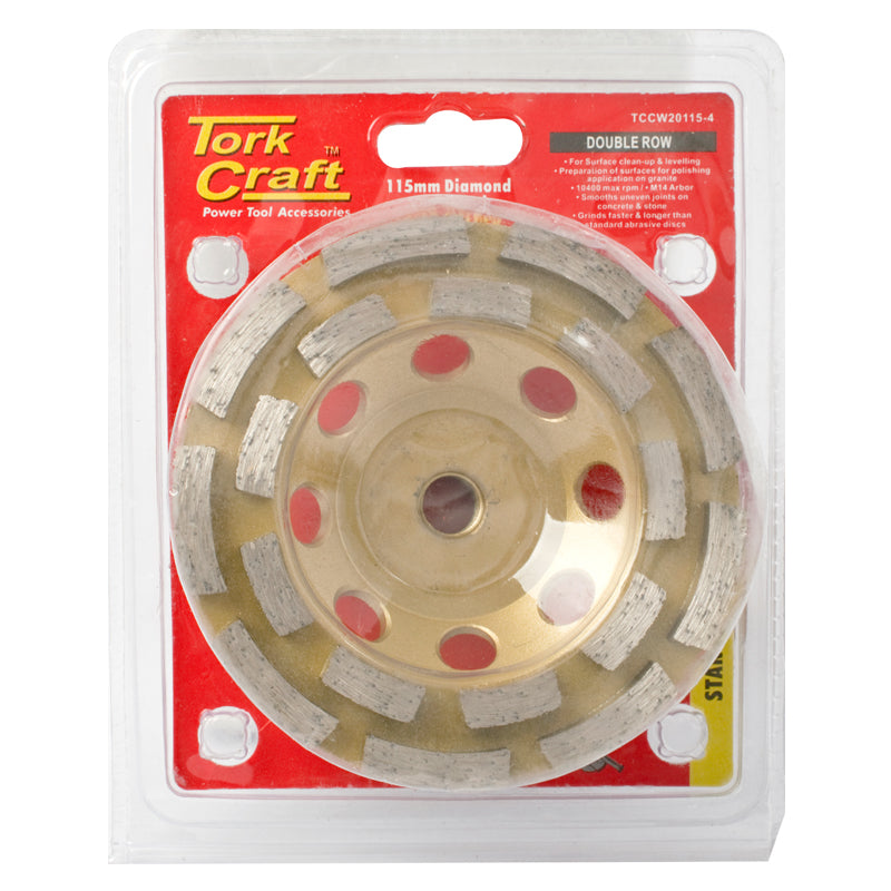 Tork Craft - Dia. Cup Wheel 115mm x M14 Dbl Row Laser Welded