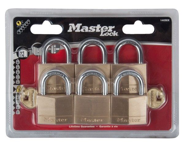 Mackie Master 6 Pack Brass Pad Lock Set - 50mm