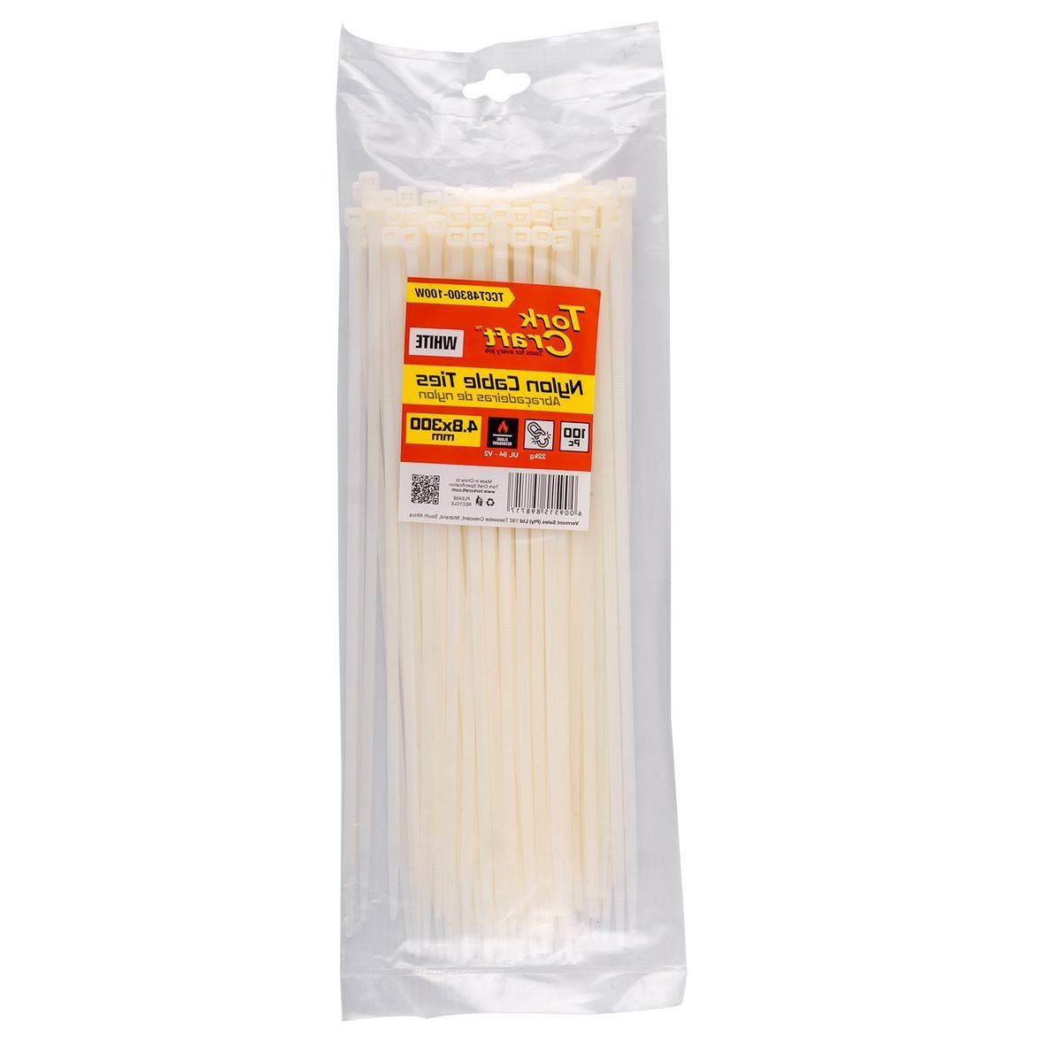 Tork Craft Nylon Cable Ties 4.8Mm X 300Mm White 100Pc