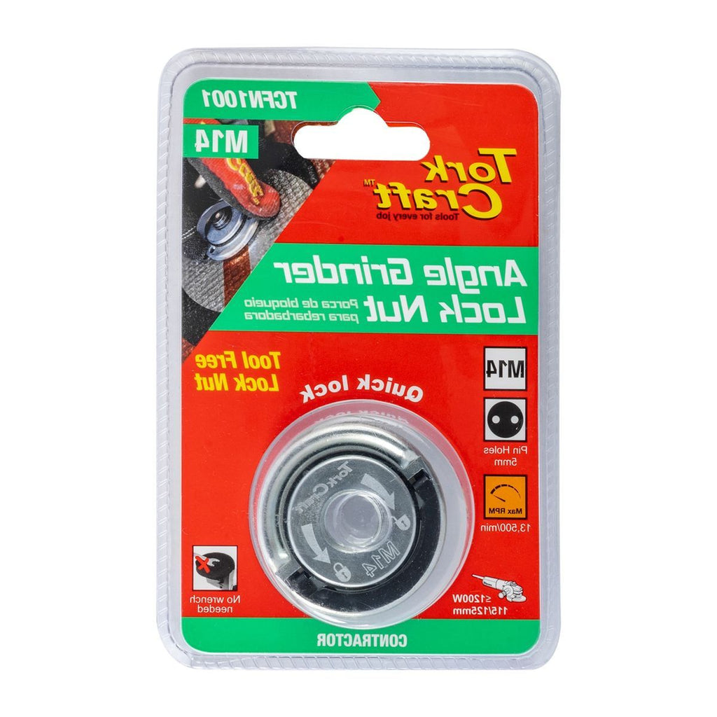 Tork Craft Flange Lock Nut M14 Tool Less Finger Tab Angle Grinder