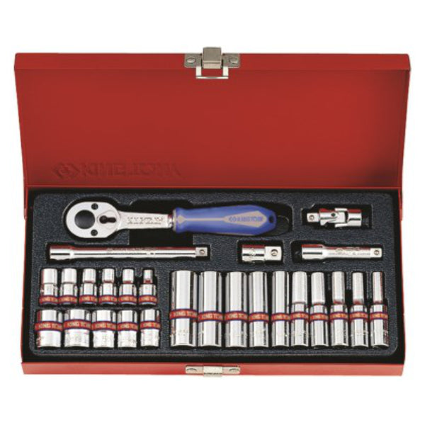 King Tony - Socket Set 1/4' Imperial Standard And Deep 26Pcs
