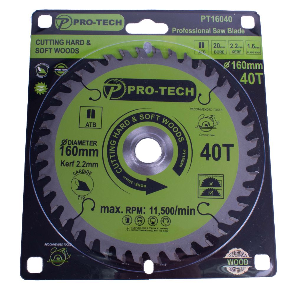 Pro-Tech - Saw Blade Tct 160 x 2.2 x 20 x 40T Wood Prof.