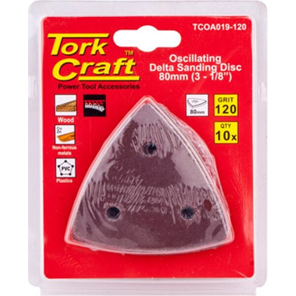 Tork Craft Oscillating Sandpaper A/O 80mm 10Pc Delta Shape 120Grit