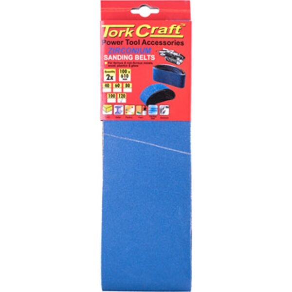 Tork Craft Sanding Belt Zirconium 100 x 610mm 120Grit 2/Pack