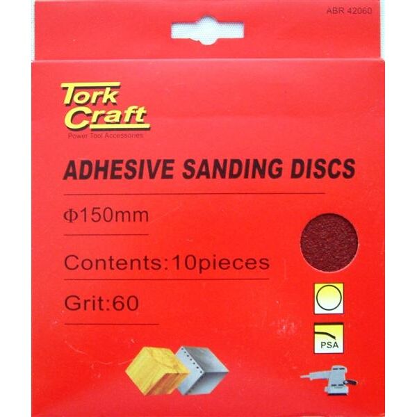 Tork Craft Sanding Disc Psa 150mm 60 Grit No Hole 10/Pk