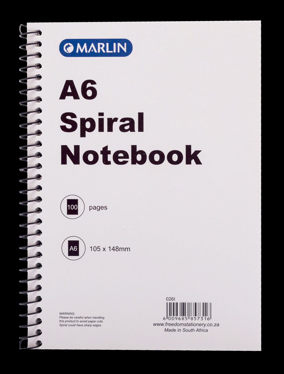 Marlin A6 100 Page Spiral Note Book (Single Book)