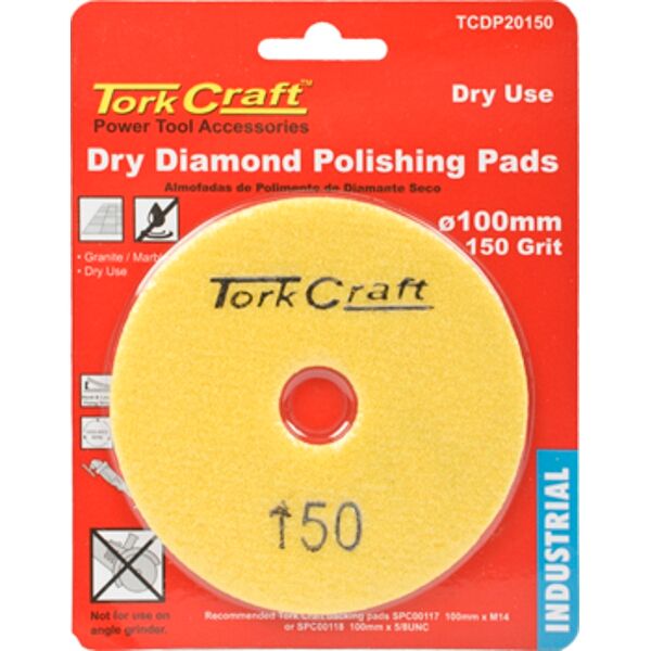 Tork Craft 100mm Diamond Polishing Pad 150 Grit Dry Use