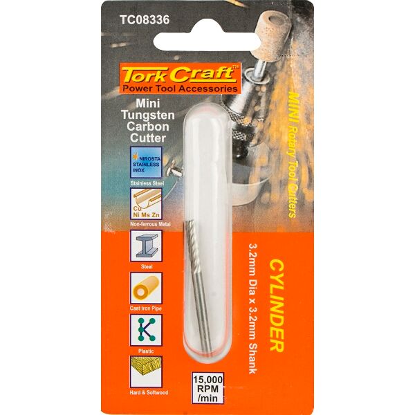 Tork Craft Mini Tungsten Carb. Cutter 2.4mm Cyl. 3.2mm Shank