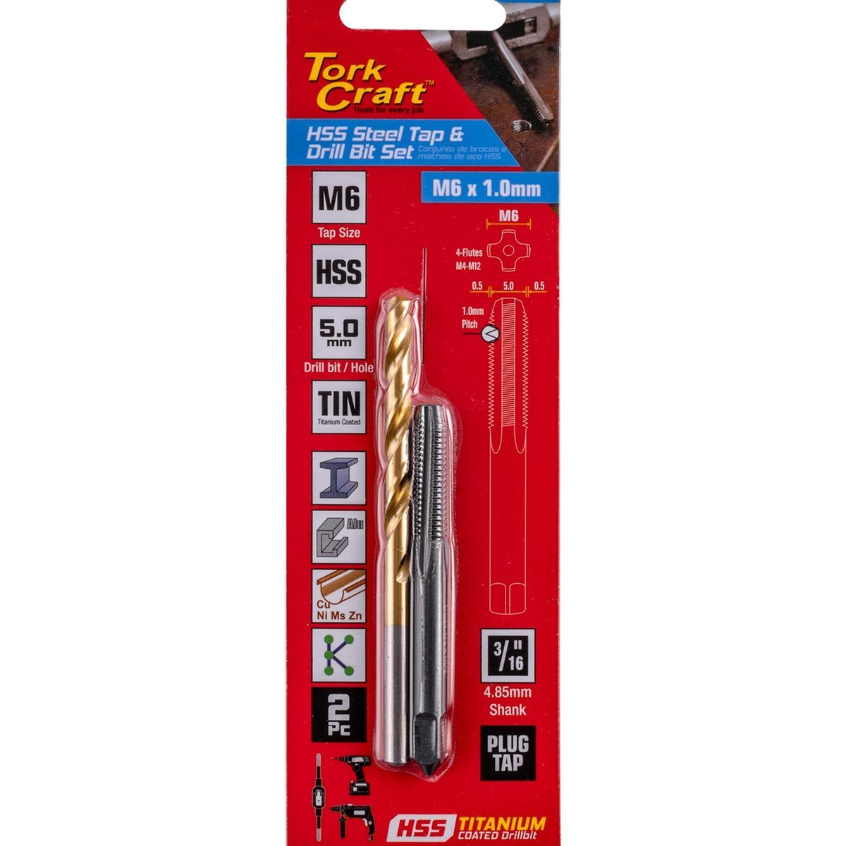 Tork Craft Tap Hss 5X0.8 & Drill 4.2Mm 2Pc Set