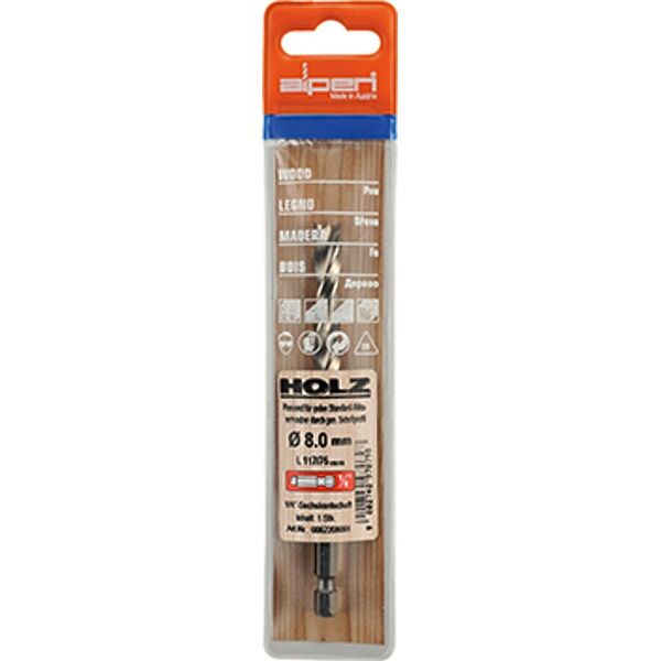Alpen HSS Wood Bit 8mm Hex Shank