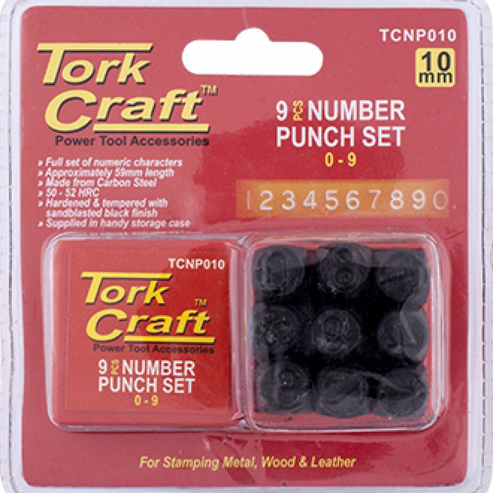 Tork Craft Number Punch Set 10mm (0-9mm) Black Finish
