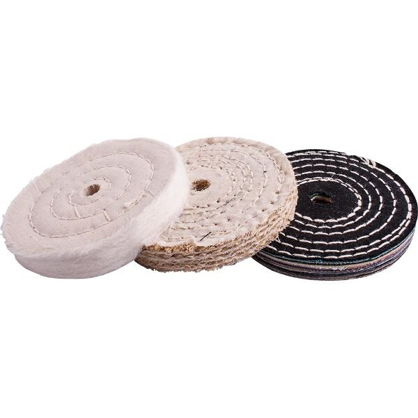 Tork Craft Buffing Wheel Kit 3 Pieces 100mm White & Denim Stiched