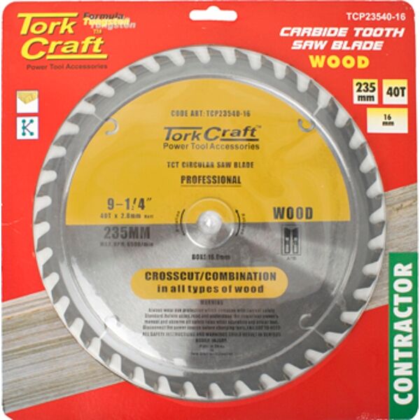 Tork Craft Blade Contractor 235 X 40T 16 Circular Saw TCT