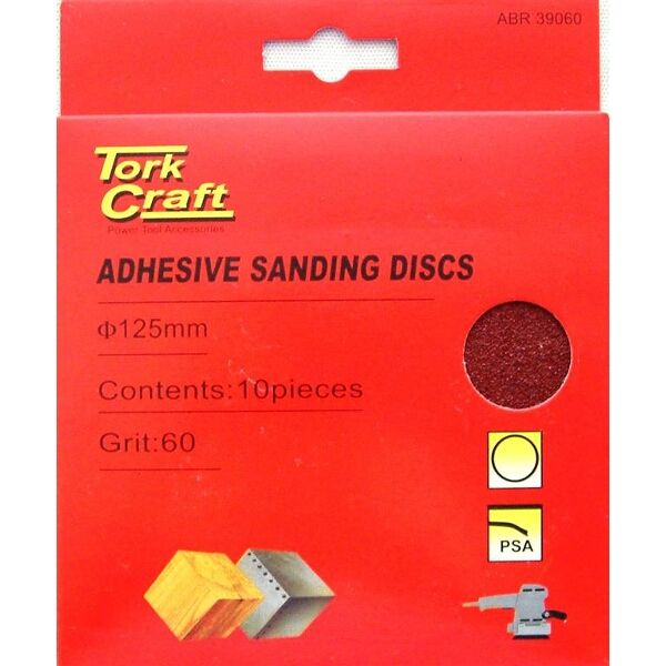 Tork Craft Sanding Disc Psa 125mm 60 Grit No Hole 10/Pk