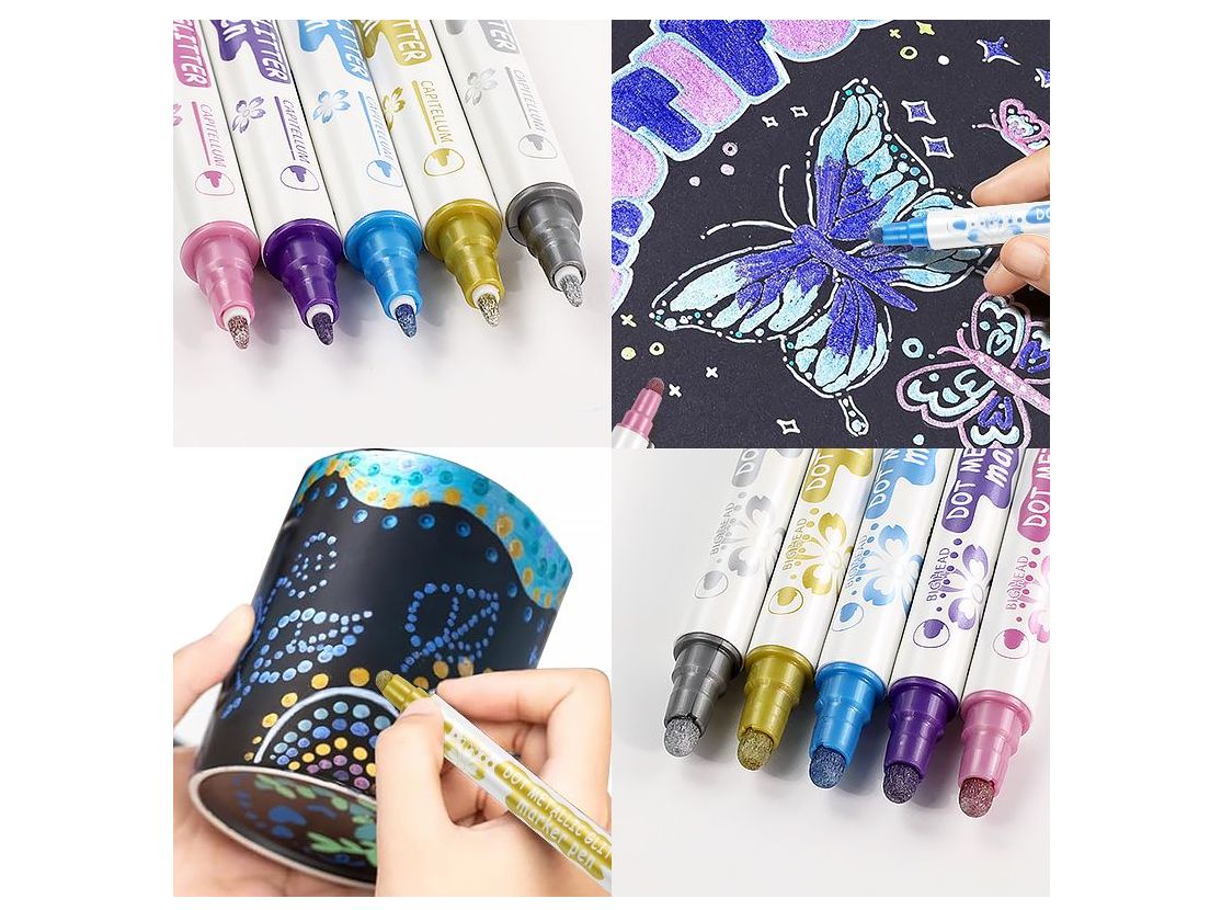 Art+craft dual tip dot&marker glit 6pc