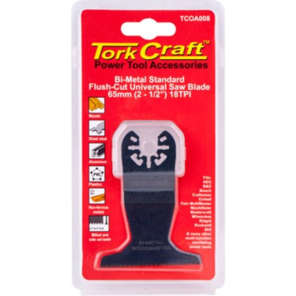 Tork Craft Quick Change Flush Cut Universal Saw Blade 65mm(2-1/2')18Tpi