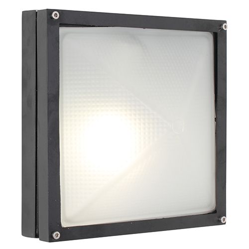 Square Small Bulk Head 210mm Black 1x60w
