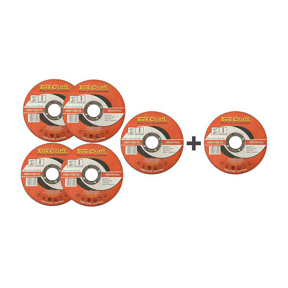 Tork Craft - 5 + 1 Free Cutting Disc Steel 115 X 1.0 X 22.2Mm