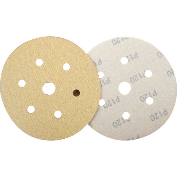 Tork Craft Gold Hook & Loop Disc (50 Pieces) 120 Grit 150mm X 6+1 Holes