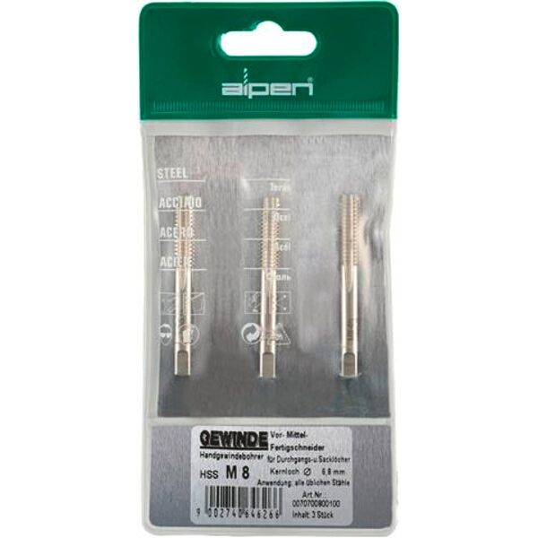 Alpen Hand Tap Set In Pouch M3 HSS 0.5mm Pitch