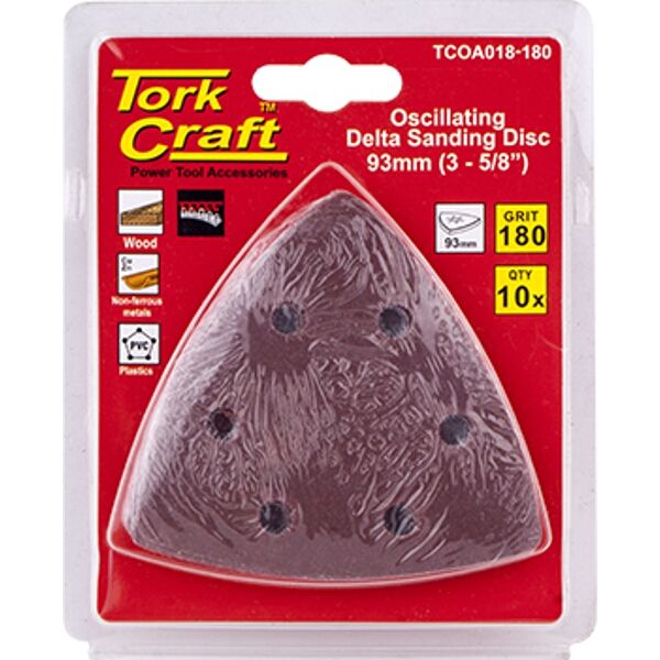 Tork Craft Oscillating Sandpaper A/O 93mm 10Pc Delta Shape 180Grit