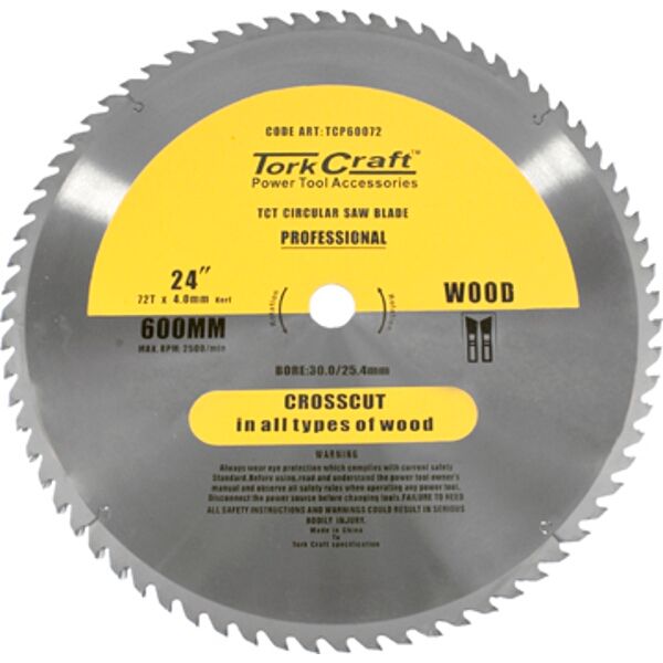 Tork Craft TCT Saw Blade Rip & Cross 600X72T 40/30/25.4/20/16