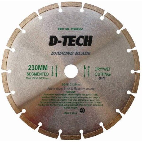D-Tech Diamond Blade Segmented Std. 230x22.23 Brick & Masonry
