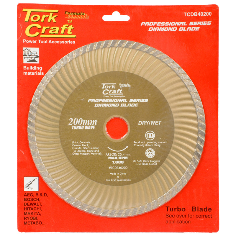 Tork Craft - Diamond Blade 200 x 25.4mm Turbo