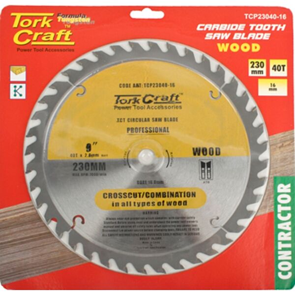 Tork Craft Blade Contractor 230 X40T 16mm Circular Saw TCT
