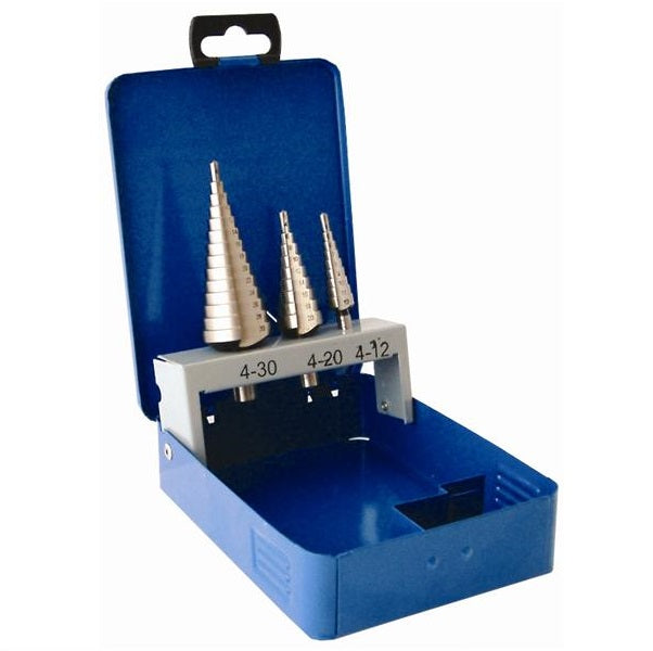 Tork Craft - 3 Piece - Step Drill Set - High Speed Steel - Plastic Case
