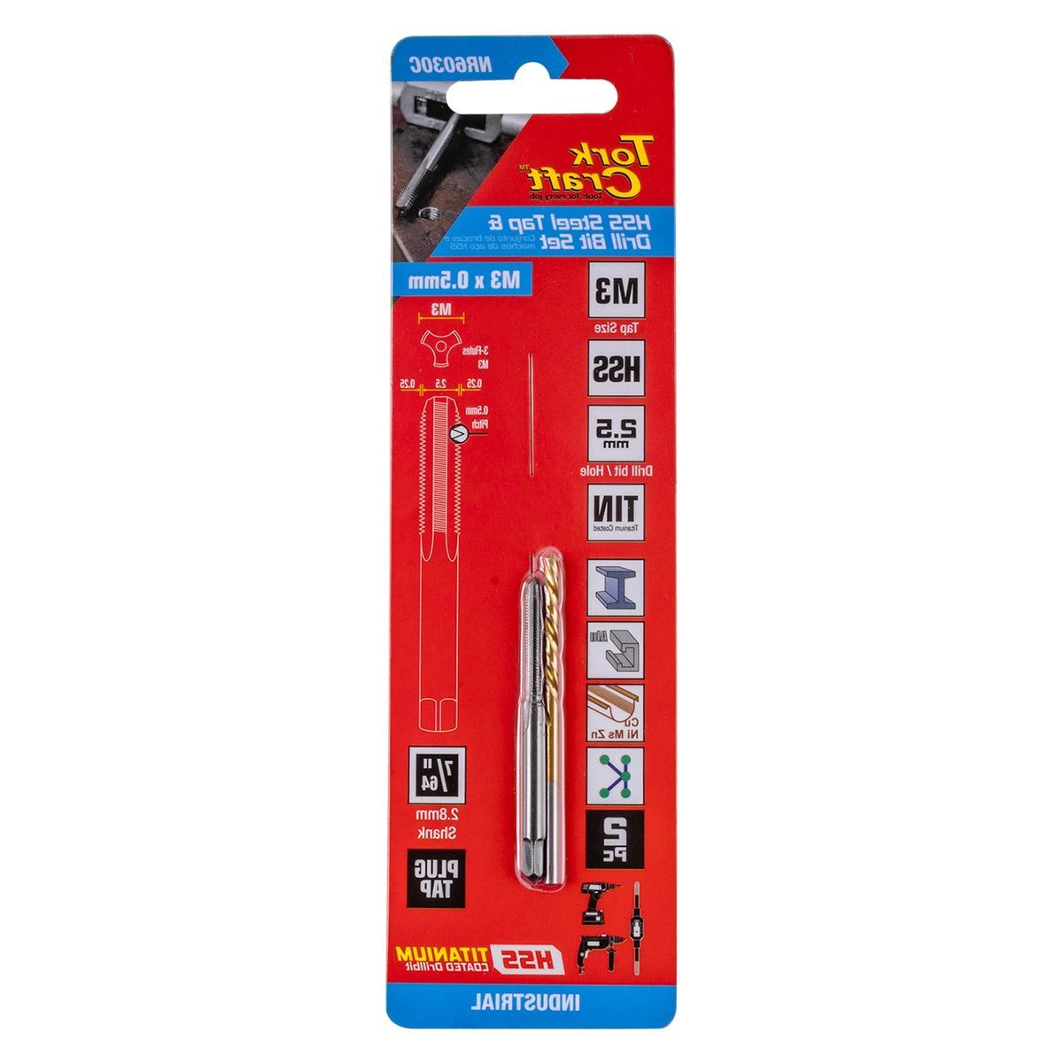 Tork Craft Tap Hss 3X0.5 & Drill 2.5Mm 2Pc Set
