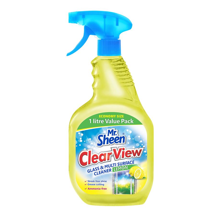 Mr Sheen Clear View Glass And Multi Surface Cleaner Lemone 1L - 2 Pack