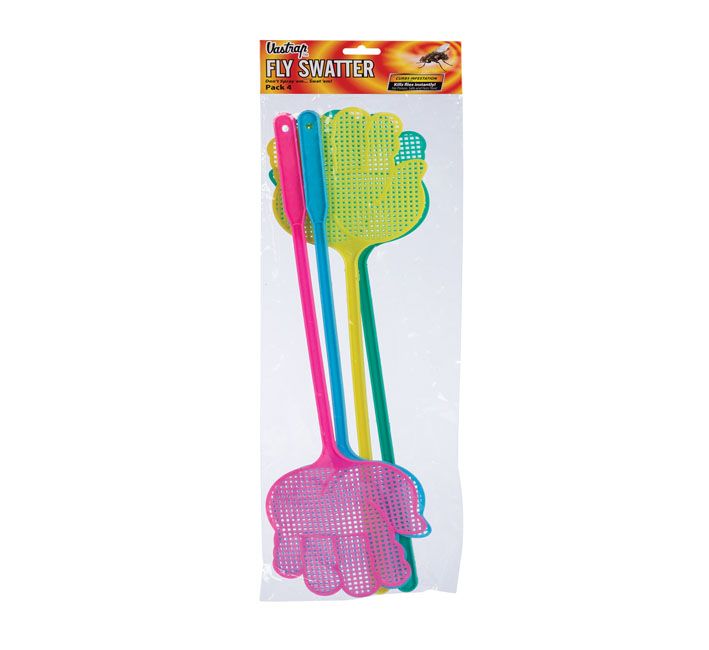 Fly Swatter - Hand-Shaped - Plastic - Assorted Colours - 4 Piece