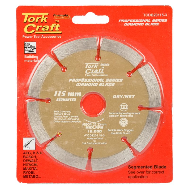 Tork Craft - Diamond Blade 10mm Seg 115mm 22 x 23mm