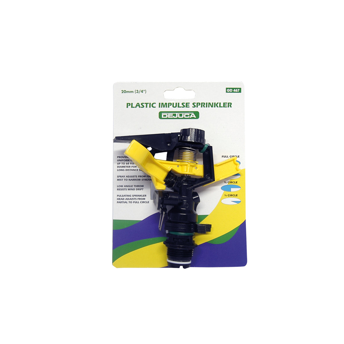 Dejuca - Impulse Sprinkler - PVC - Adjustable - 3/4 Inch