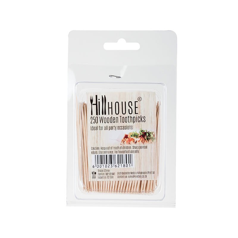 Hill House - Toothpicks - Kitchen - Wooden - Clamshell - 250 Pieces