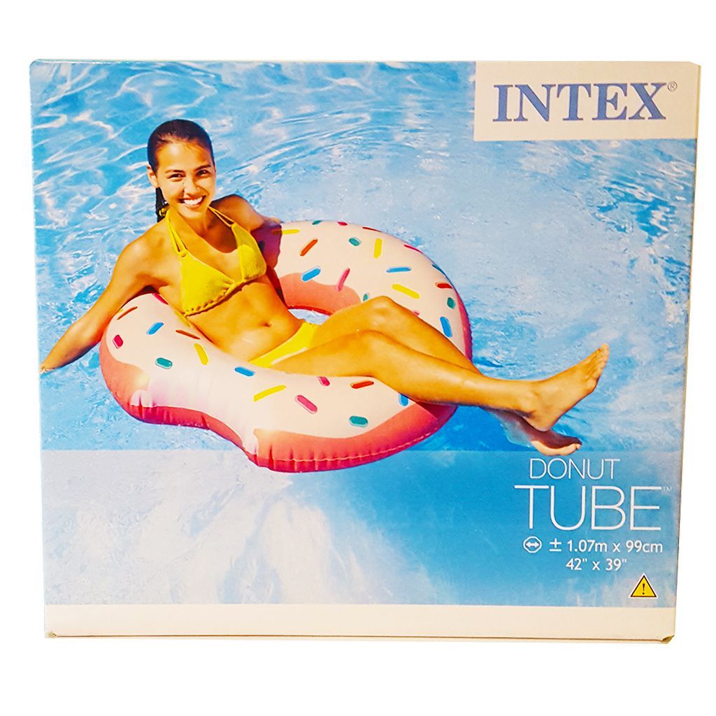 Intex - Tube - Pink Rainbow Donut - Pool Accessories - 107cm x 99cm