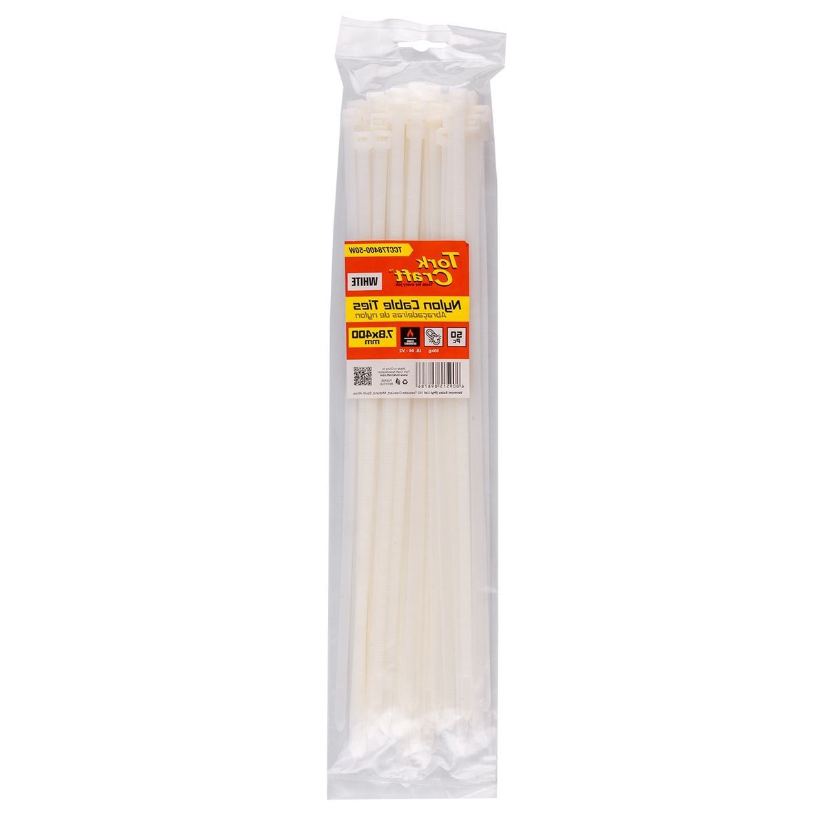 Tork Craft Nylon Cable Ties 7.6Mm X 400Mm White 50Pc