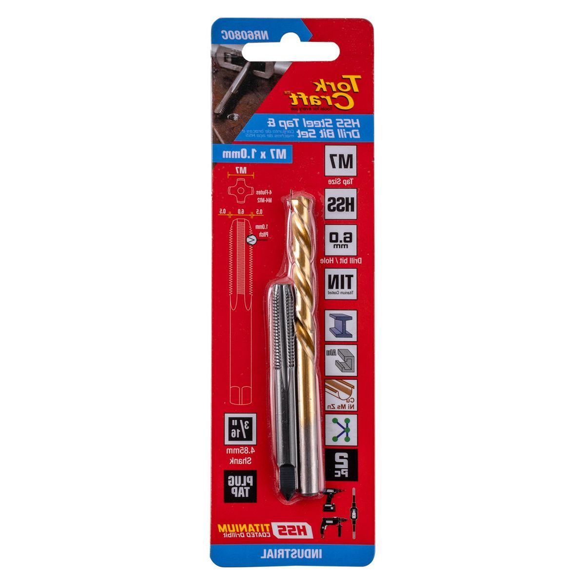 Tork Craft Tap Hss 7X1.0 & Drill 6.0Mm 2Pc Set