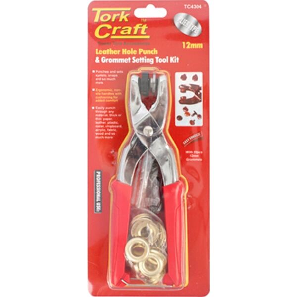 Tork Craft Grommet Setting Tool Kit C/W 10 Piece Eyelets 12mm