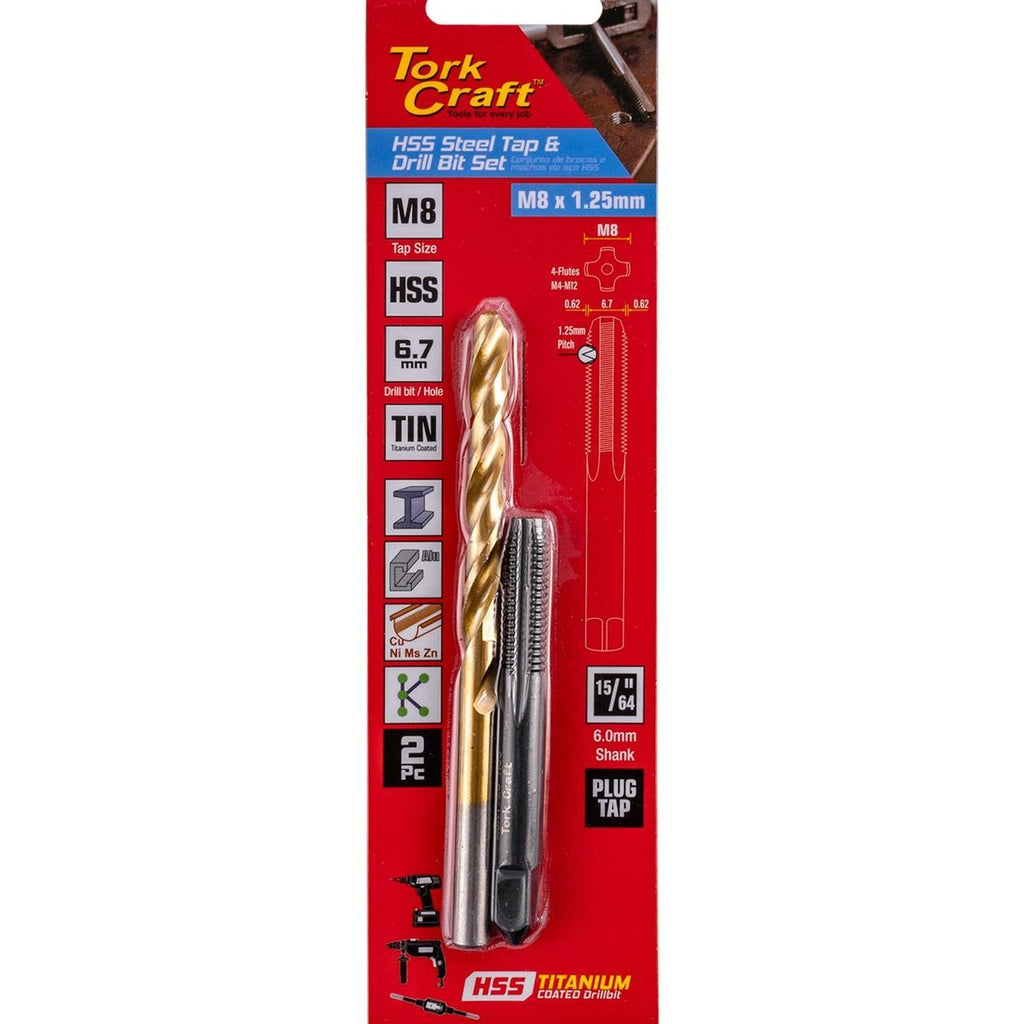 Tork Craft Tap Hss 8X1.25 & Drill 6.7Mm 2Pc Set