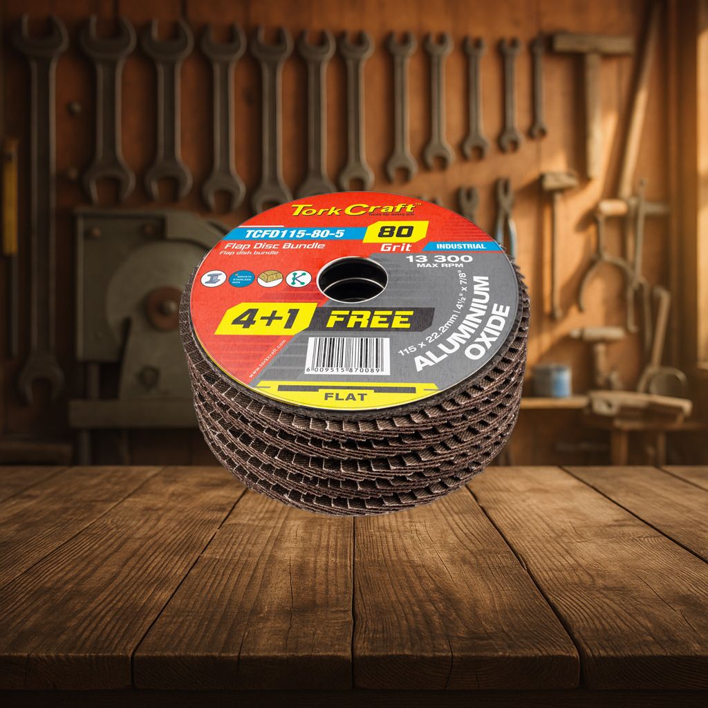 Tork Craft Flap Sanding Disc 115Mm 80Grit 4+1 Free A/O