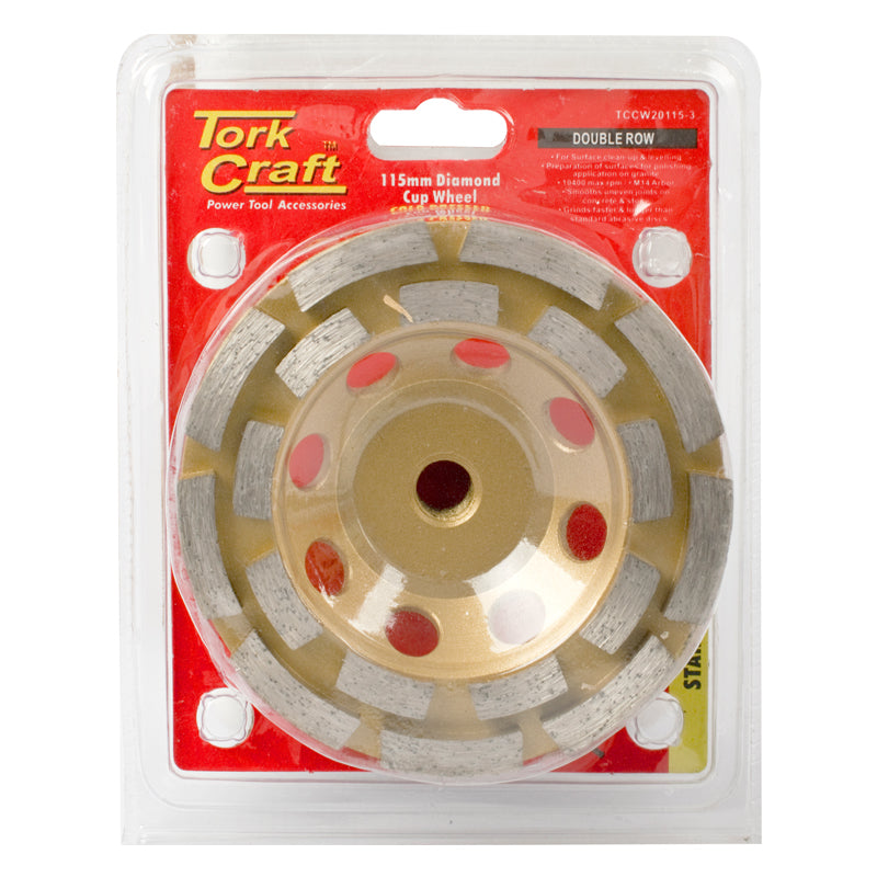 Tork Craft - Dia. Cup Wheel 115 mm x M14 Dbl Row Cold Pressed