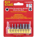 Tork Craft S/Driver Bit Set 8 Piece Hex H1.5-H6
