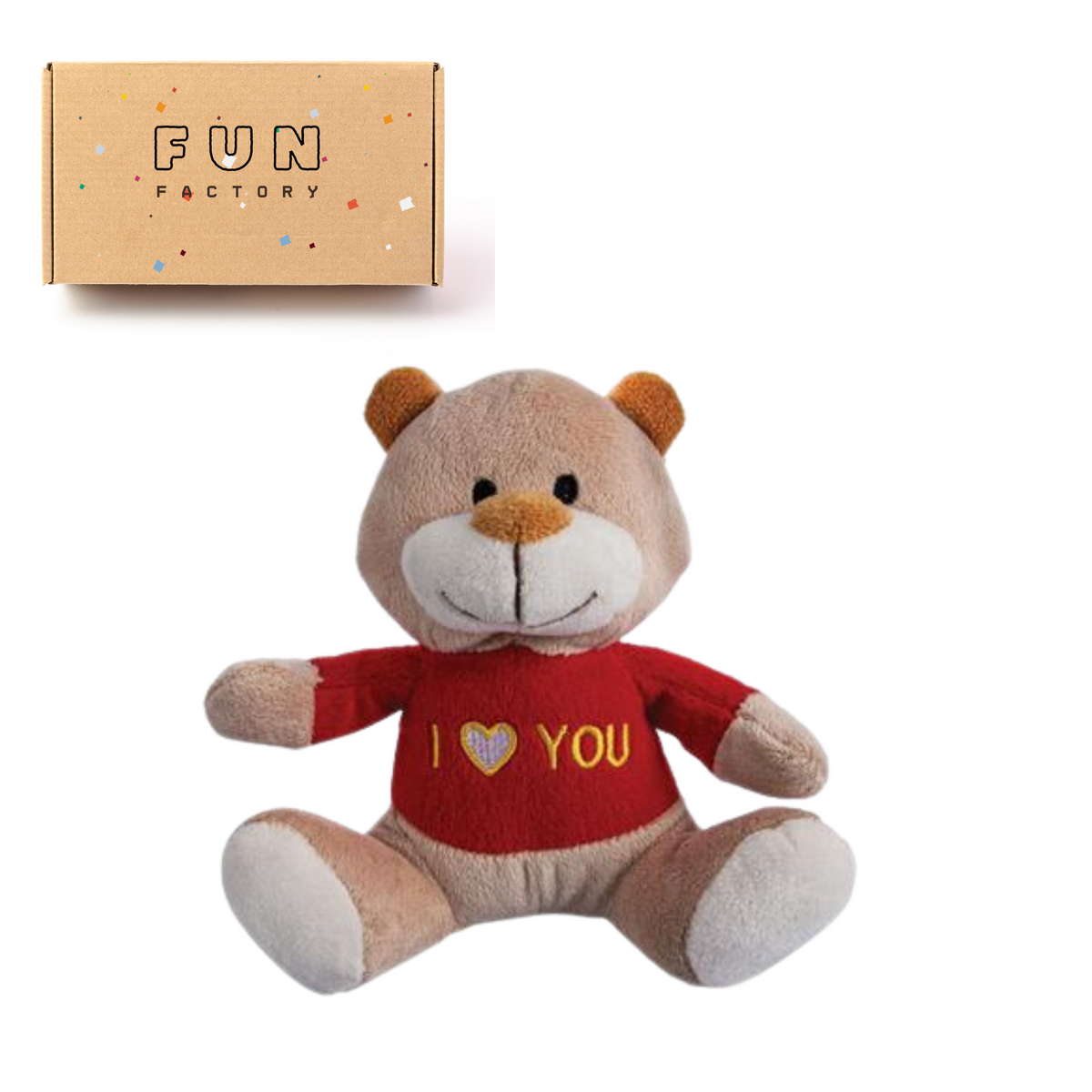 I Love U Ultra Soft Plush Love Bear Brown & Red 19cm