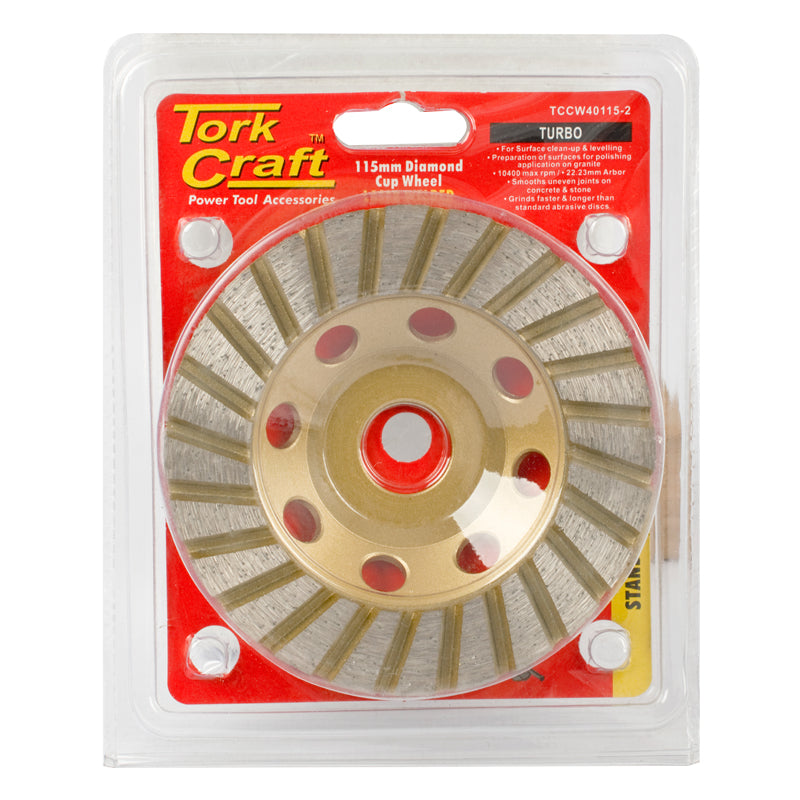 Tork Craft - Dia. Cup Wheel 115 x 22.23mm Turbo Laser Welded