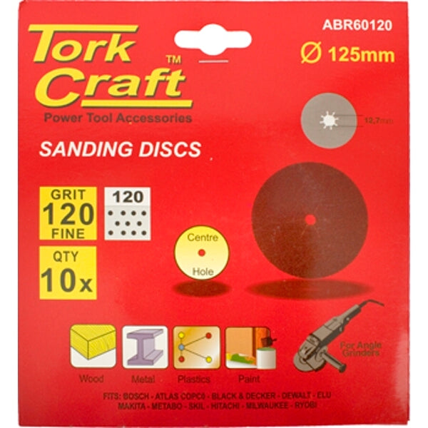 Tork Craft - Sanding Disc - 10 Piece - 125mm - 120 Grit